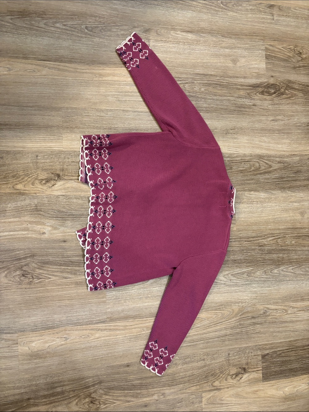 Vintage Amana Raspberry Pink Knit Button-Front Jacket Wool Blend. Made in USA - Picture 6 of 6